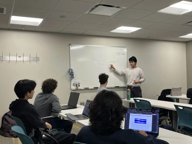 A lead explaining a design concept